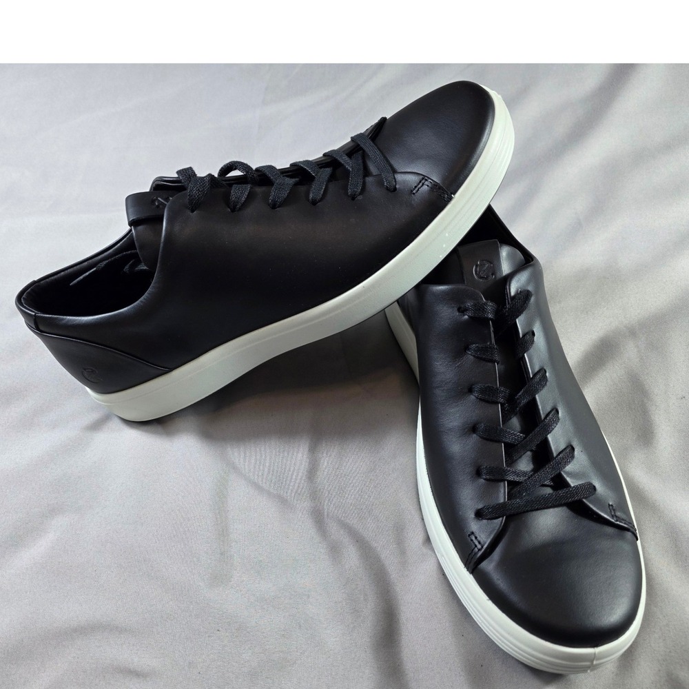ECCO Soft 7 Lace Up Sneaker Mens Size EU 42 / US 8-8.5 Black Leather NEW